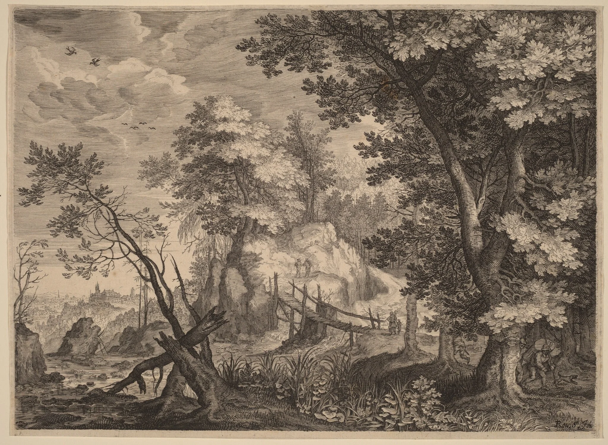 Woodland Scene, by Aegidius Sadeler II, ink, 1609