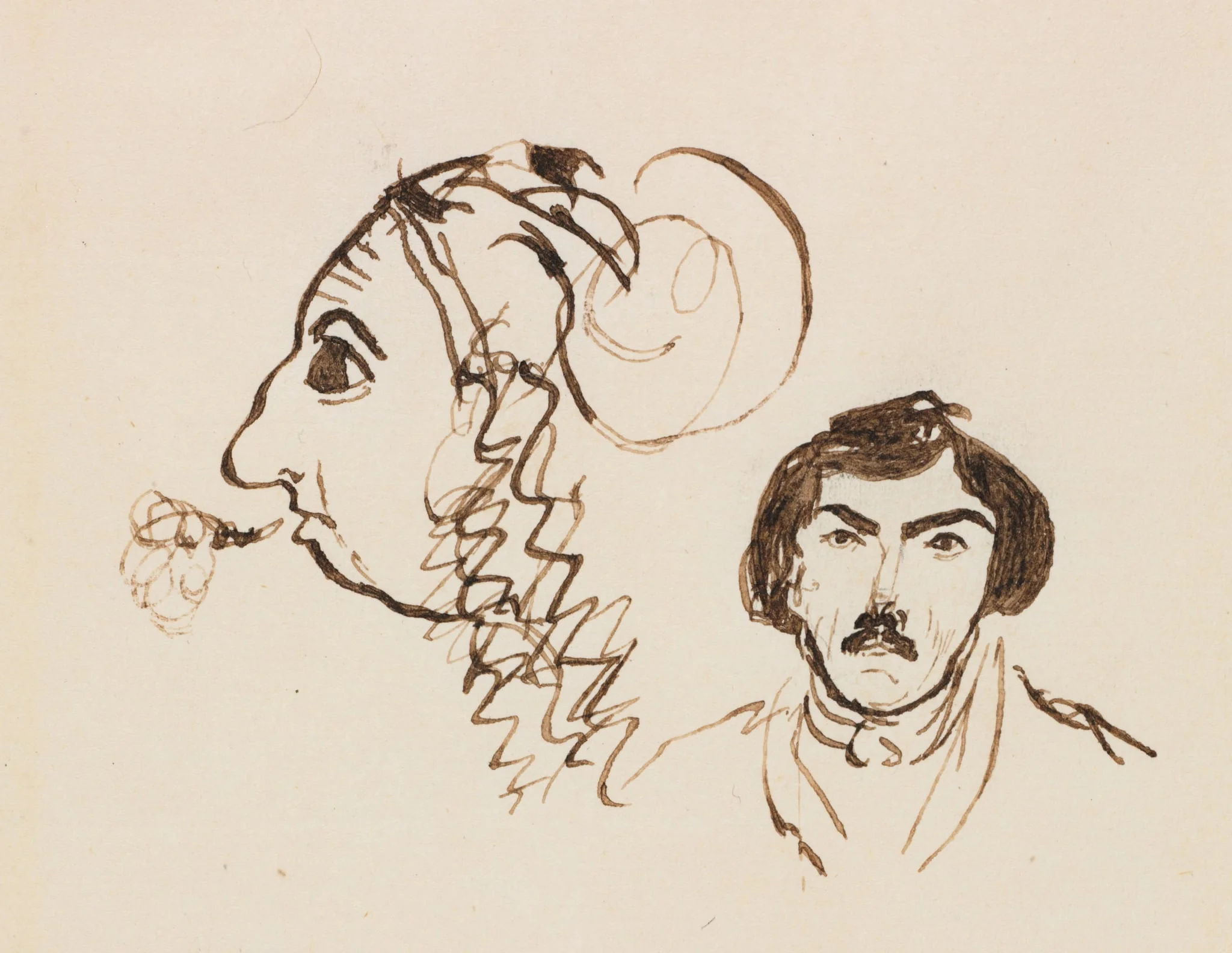 Self-Portrait with Portrait of Delacroix, by George Sand, 1845