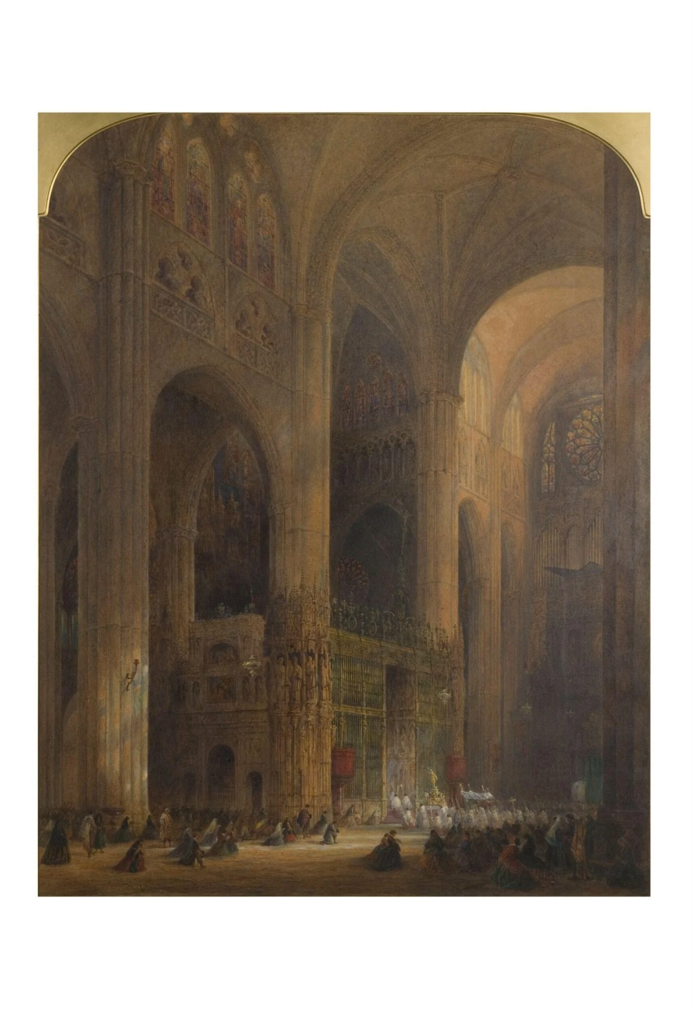 Toledo Cathedral : Interior, by Samuel Read, watercolor, 1863