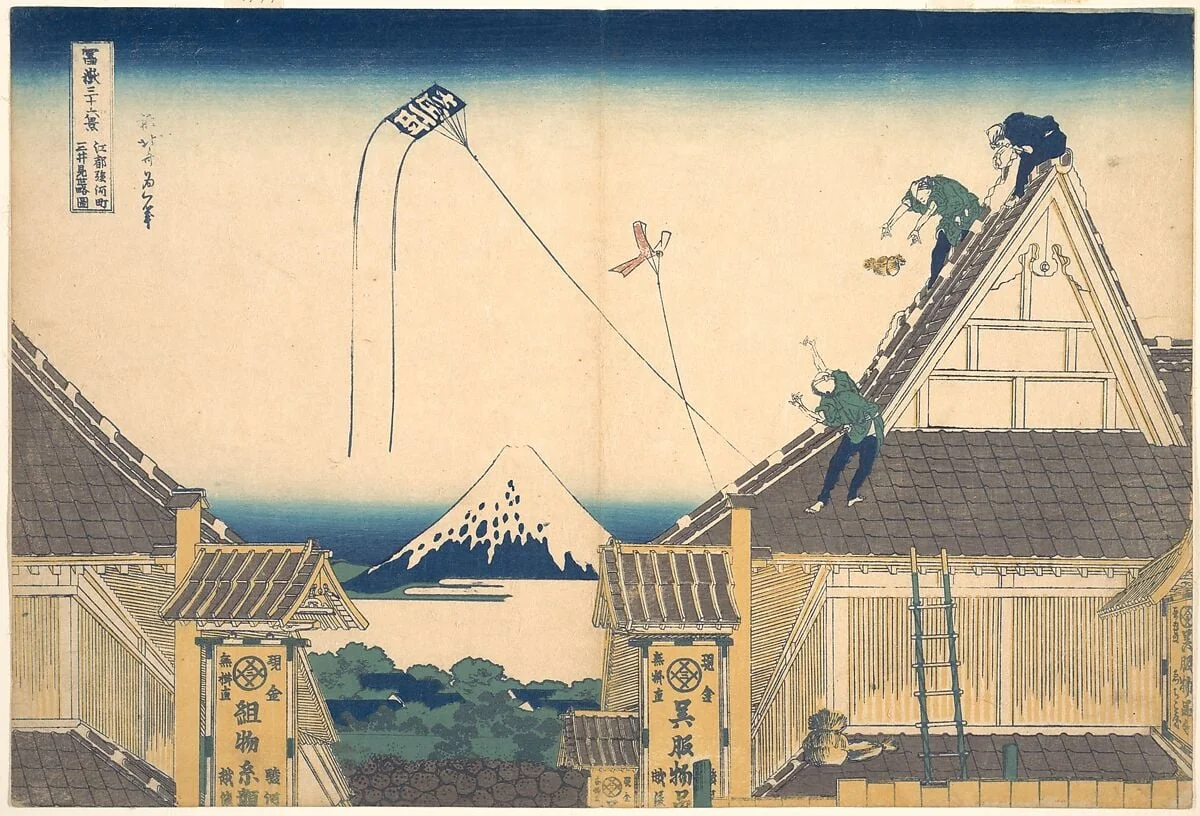冨嶽三十六景　江都駿河町三井見世略図|Mitsui Shop at Surugachō in Edo (Edo Surugachō Mitsui mise ryaku zu), from the series Thirty-six Views of Mount Fuji (Fugaku sanjūrokkei), by Katsushika Hokusai, ink, 1831